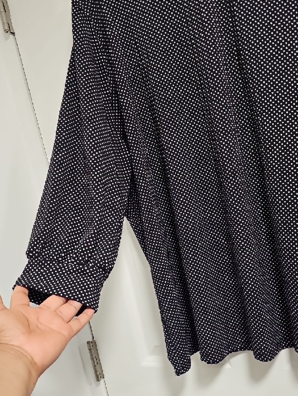 Adrianna Papell Black Polka Dot Peasant Blouse - Picture 3 of 7